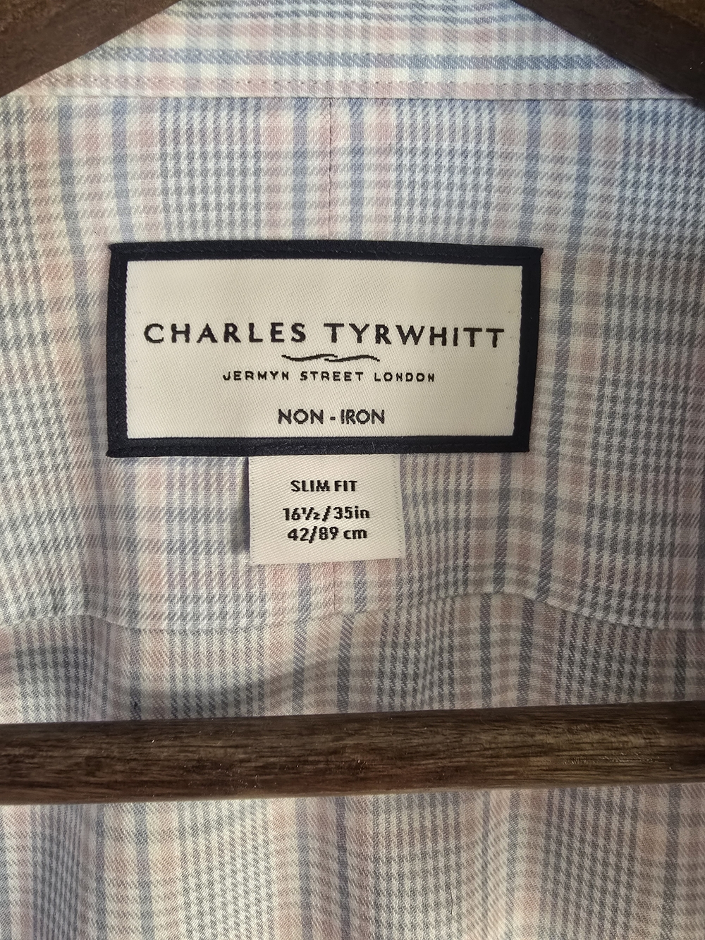 Charles Tyrwhitt Pink and Blue Checked Slim Fit Dress Shirt